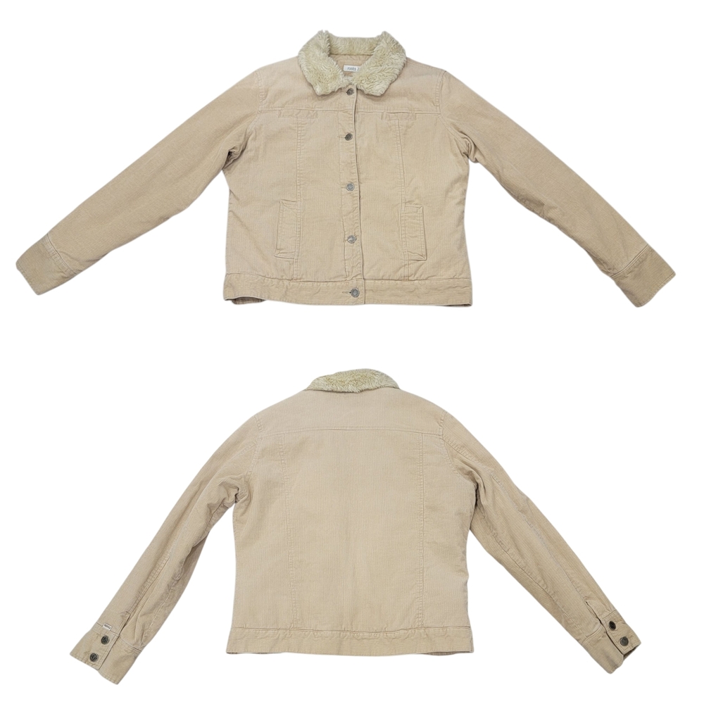 Roots 73 Corduroy Sherpa Collar Trucker Jacket Tan Quilted Lined Barn Women’s L - Picture 16 of 16